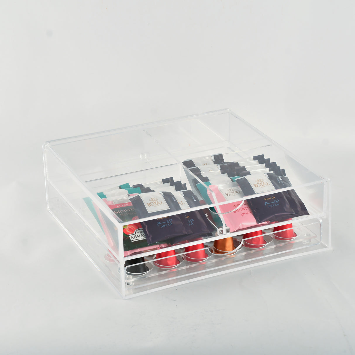 2 levels transparent drawer