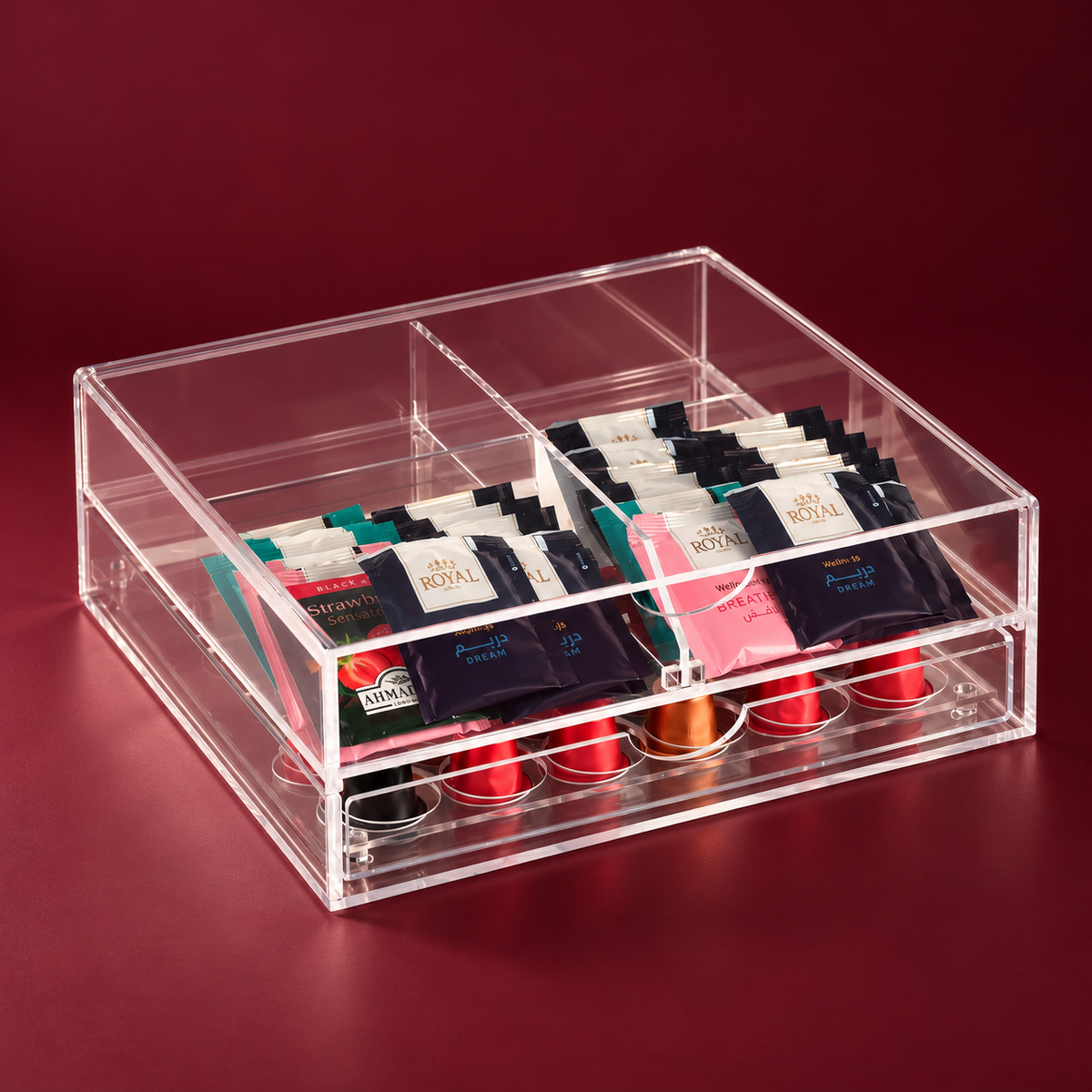 2 levels transparent drawer