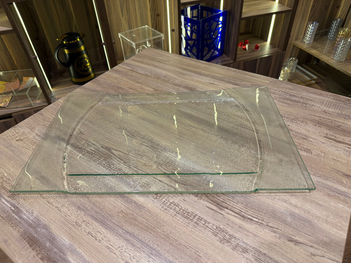 Rectangular glass serving plate