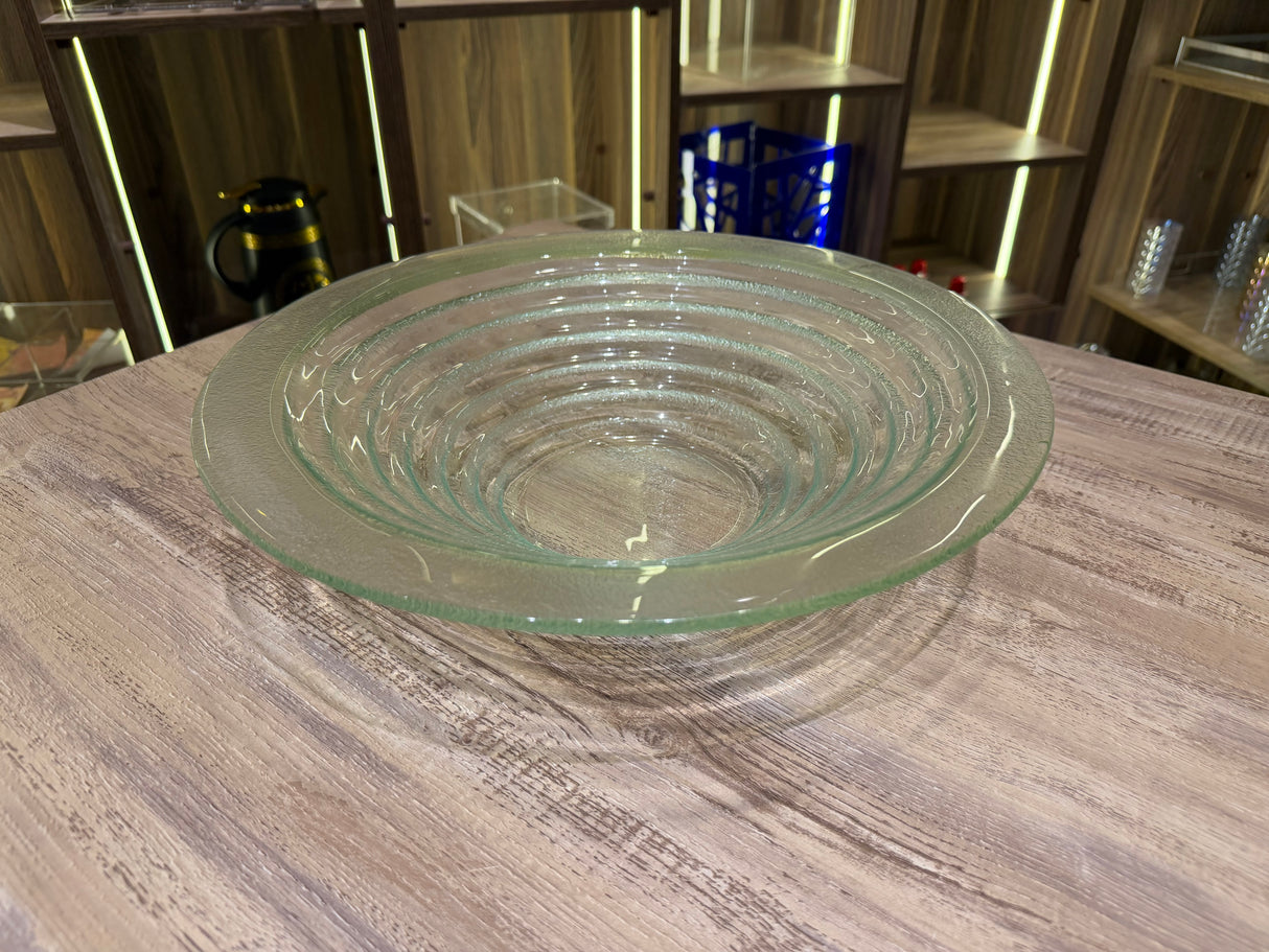 Round glass serving bowl