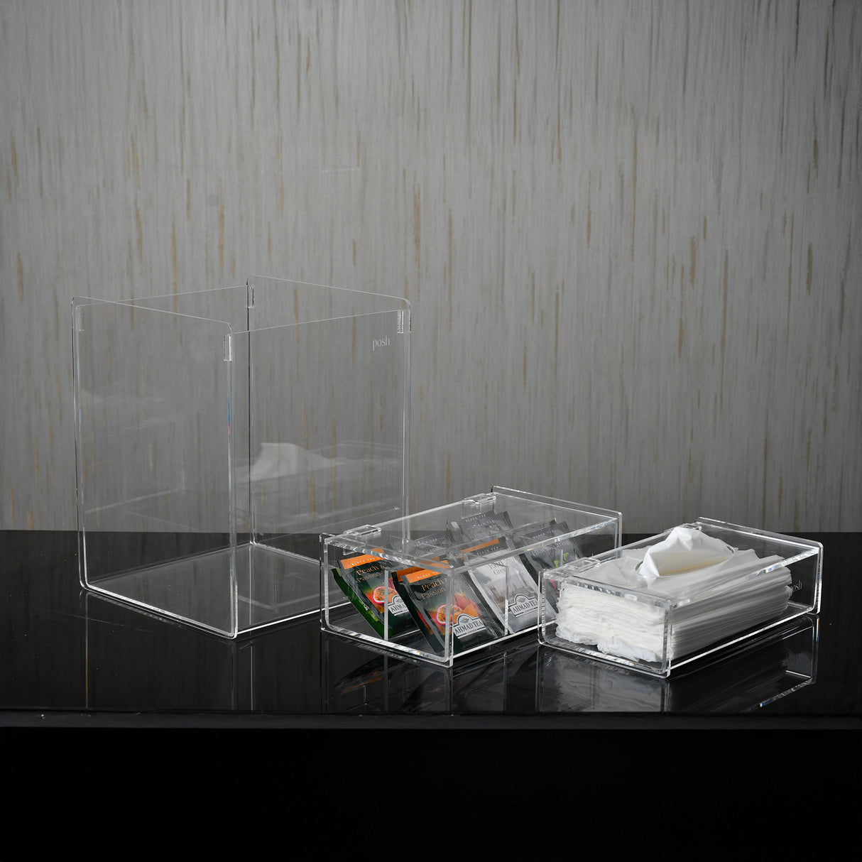 Transparent Set(basket+tissue box+tea box)