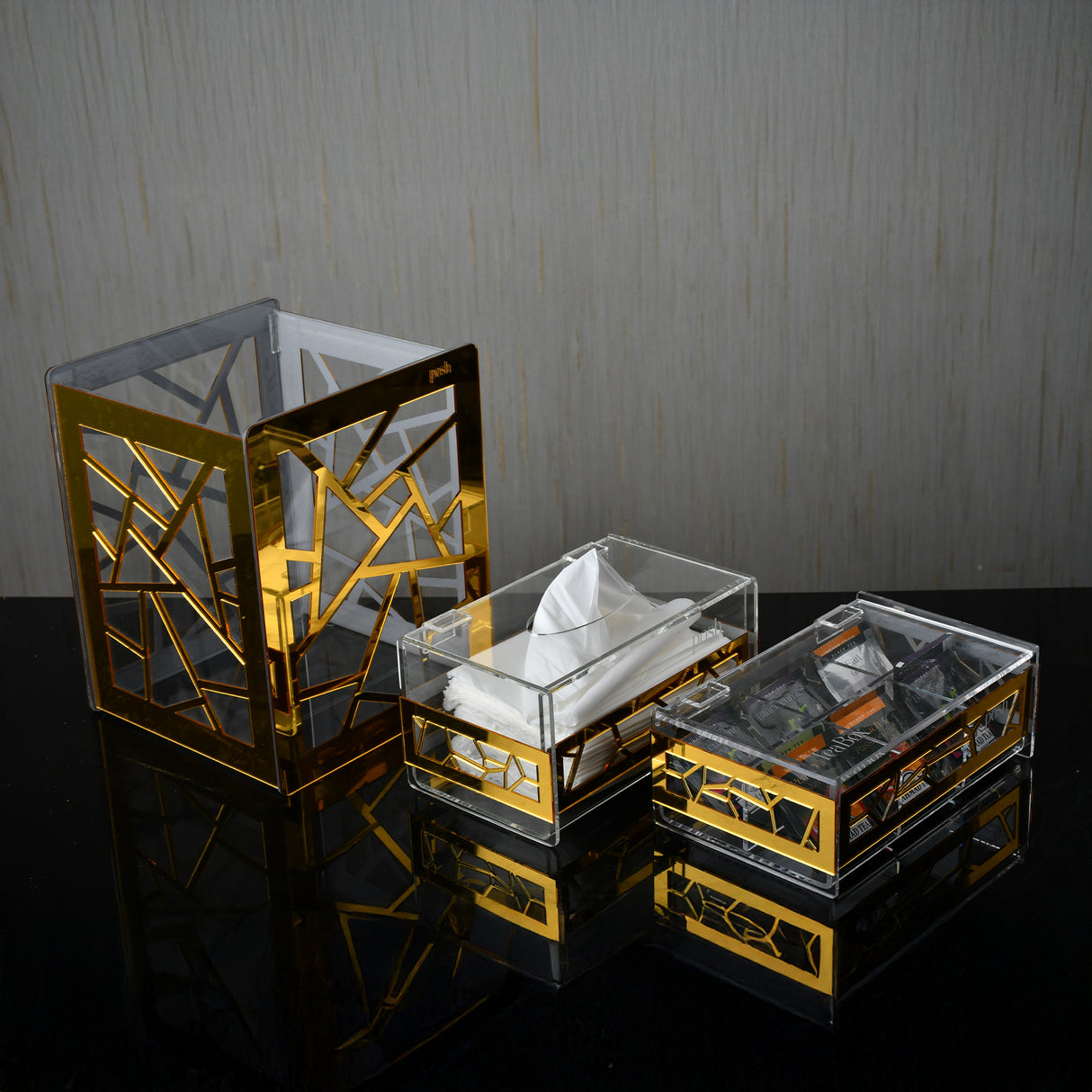 Gold Set(basket+tissue box+tea box)