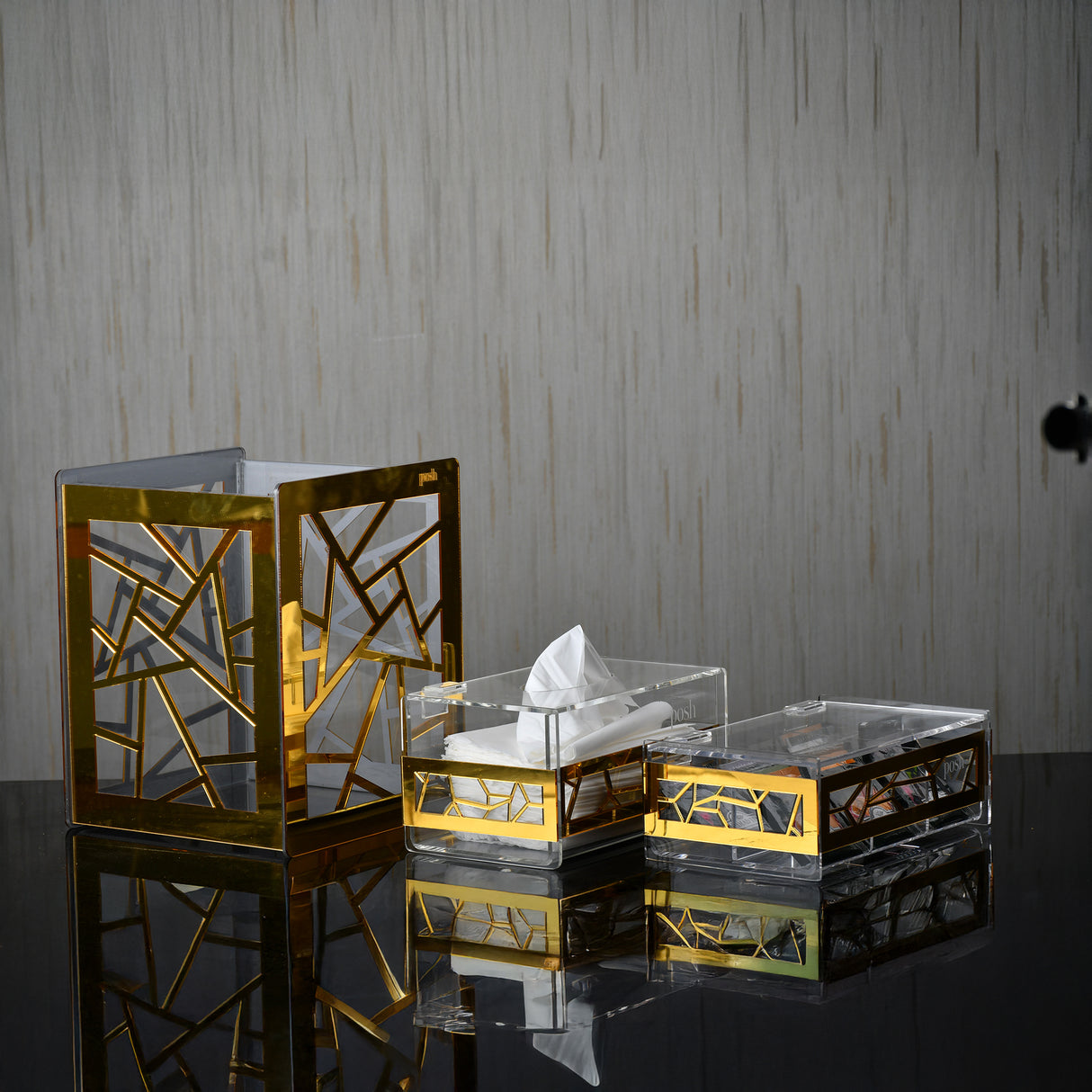 Gold Set(basket+tissue box+tea box)