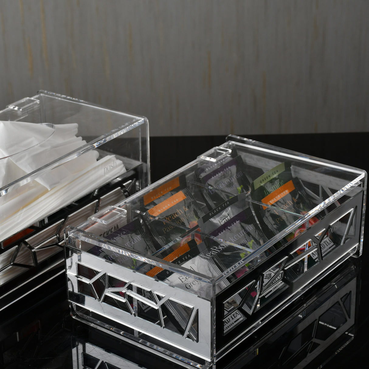 Silver Set(basket+tissue box+tea box)