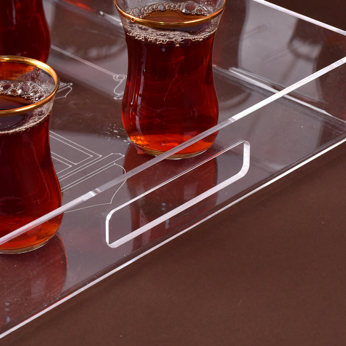 large engraved transparent tray (رمضان كريم) 30x40