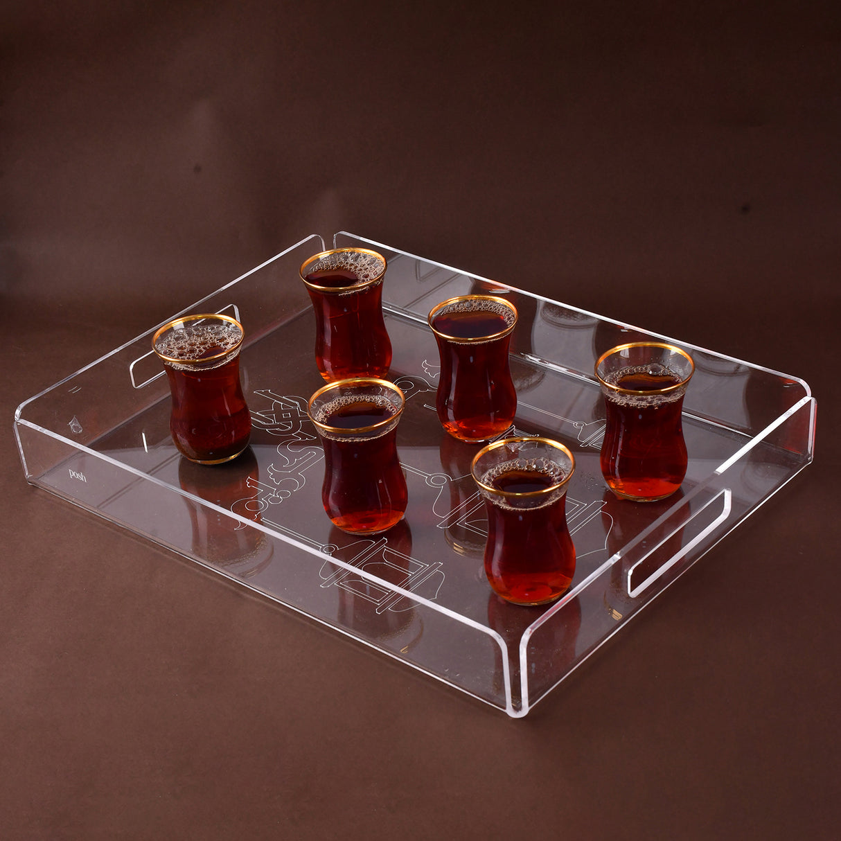 large engraved transparent tray (رمضان كريم) 30x40