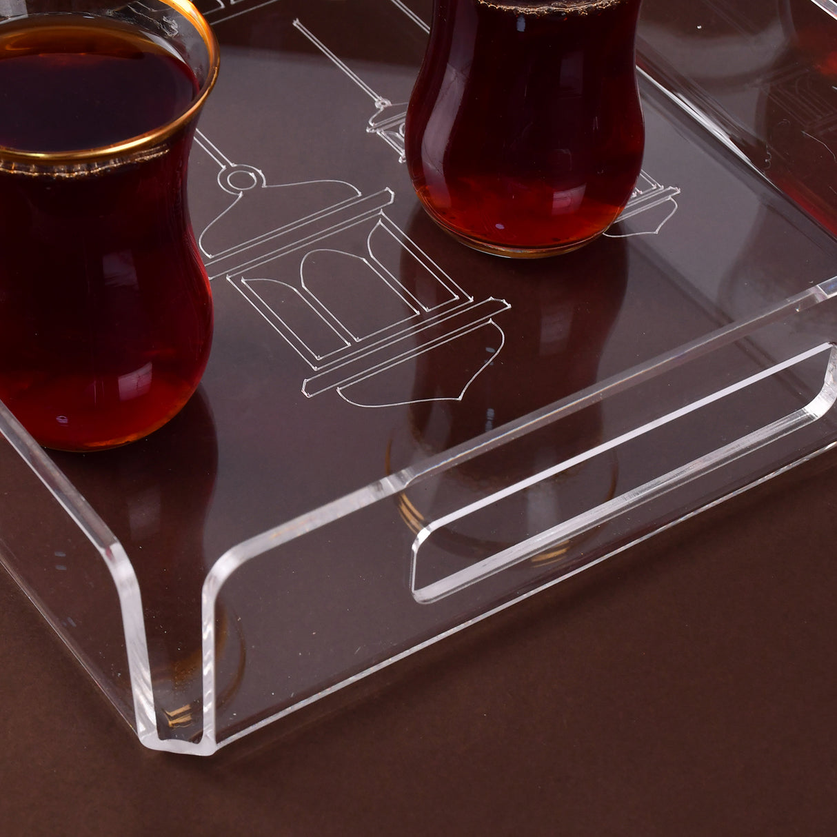large engraved transparent tray (رمضان كريم) 30x40