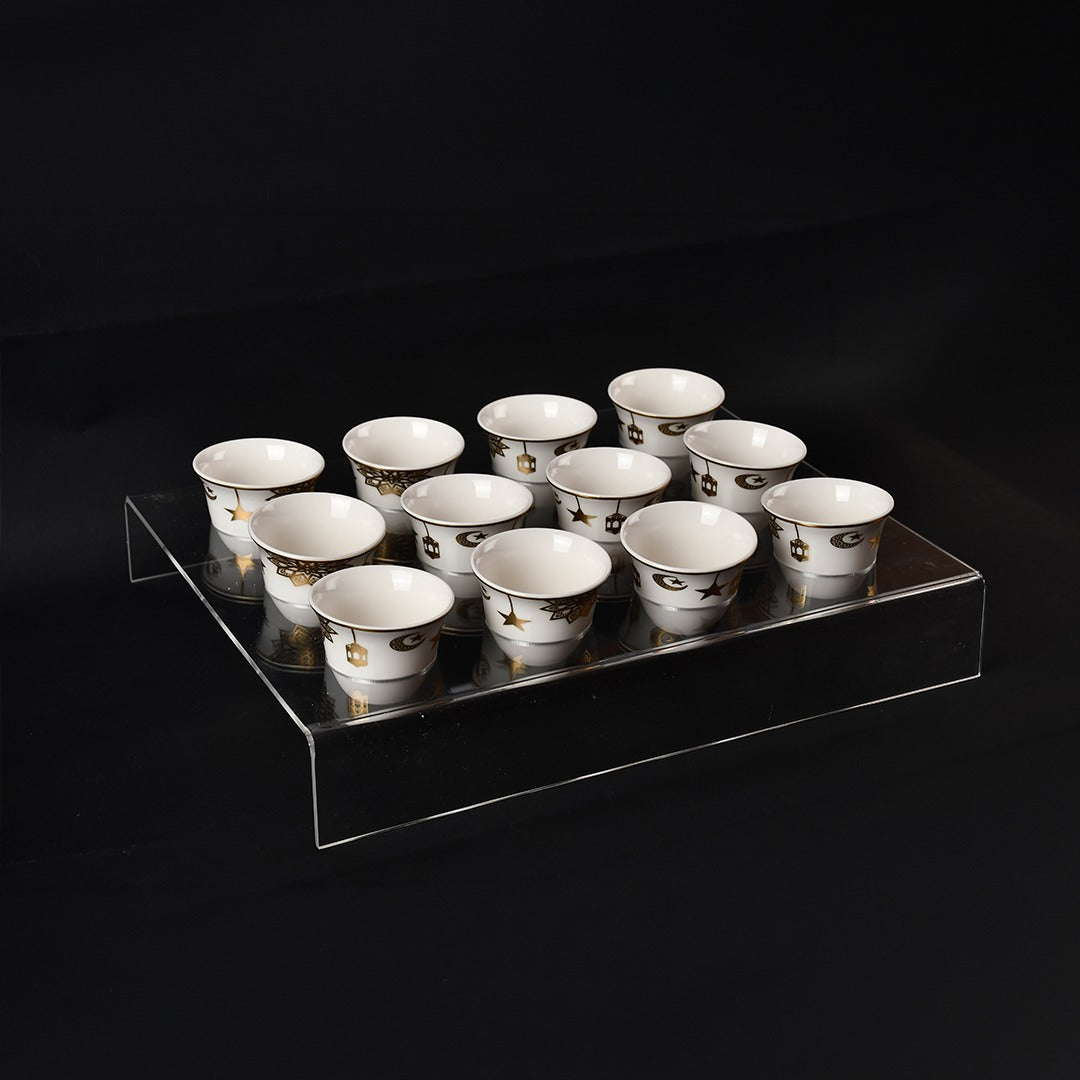 12 arabic coffee cups(ramadan shape) with acrylic holder
