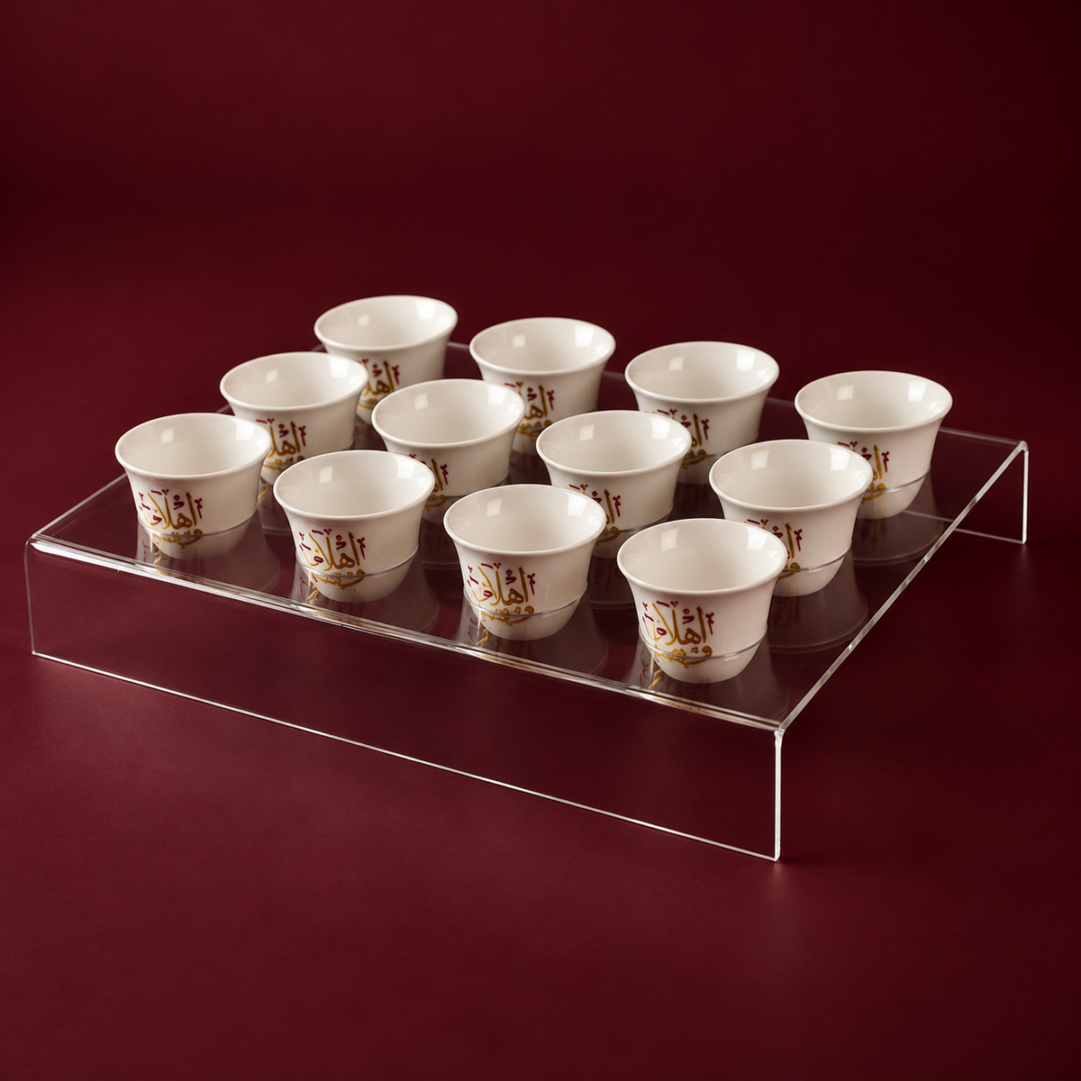 12 arabic coffee cups(اهلا و سهلا ) with acrylic holder