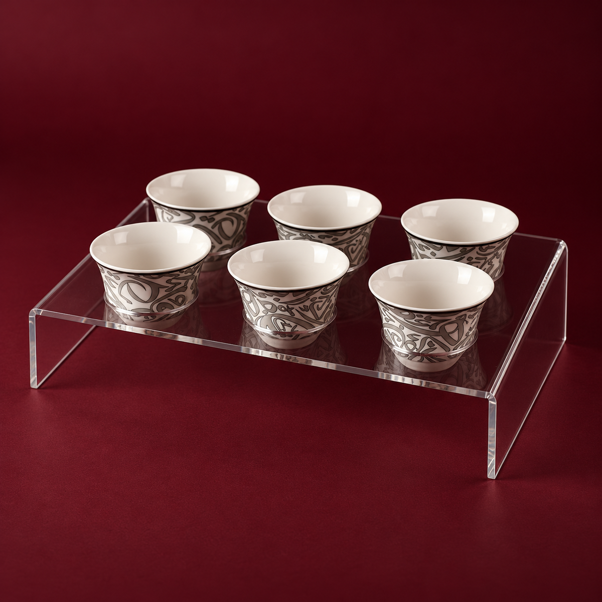 6 arabic coffee cups with acrylic holder