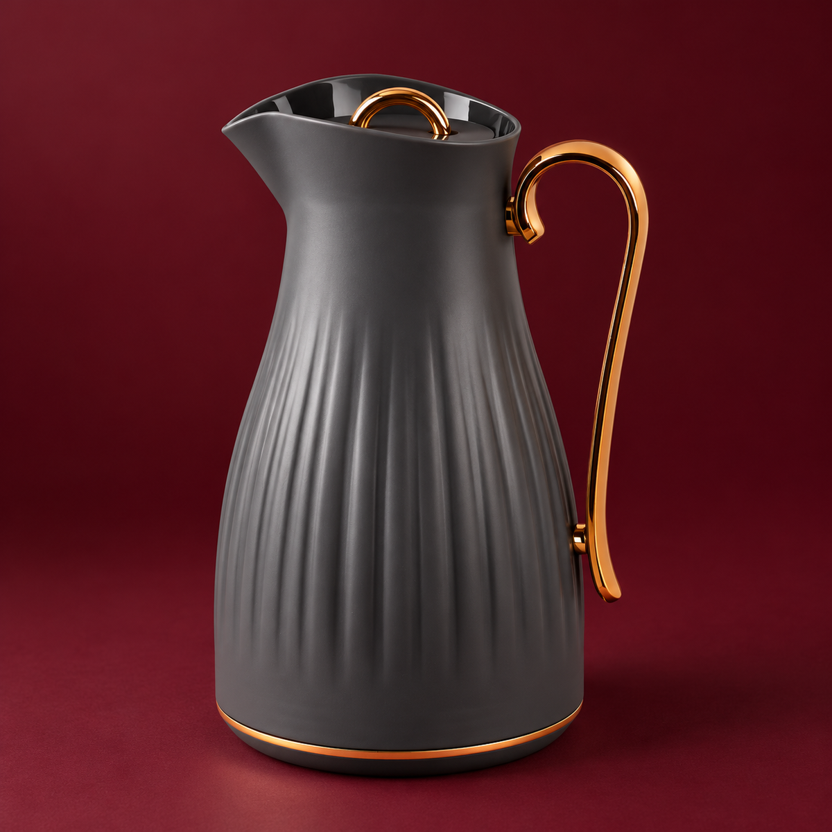Dark grey water pot with gold handle 1 litre
