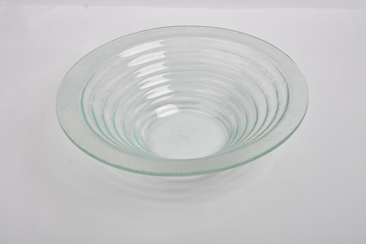 Round glass serving bowl