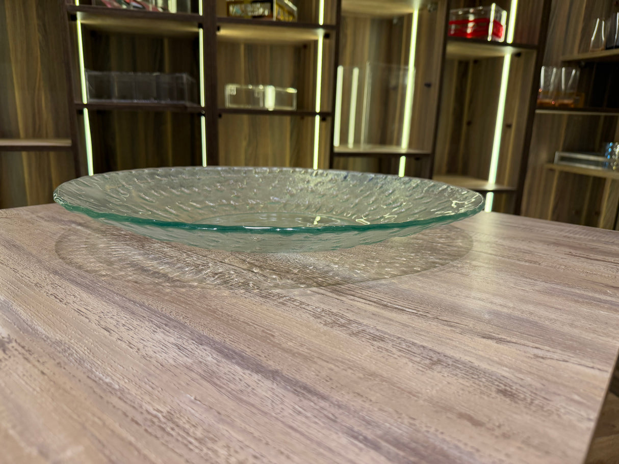Round glass serving plate