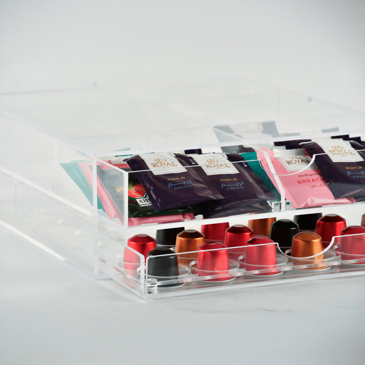 2 levels transparent drawer