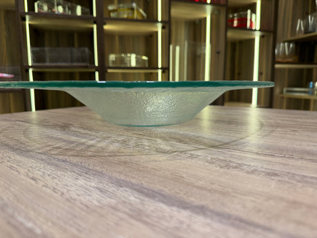 Large round glass serving bowl