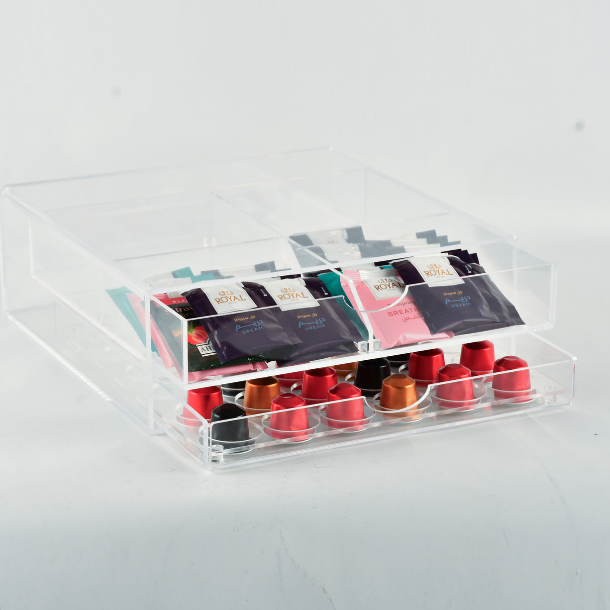 2 levels transparent drawer