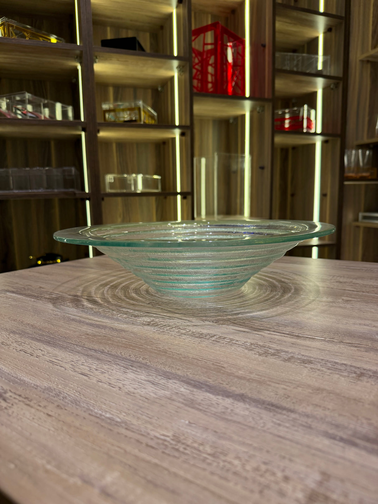 Round glass serving bowl