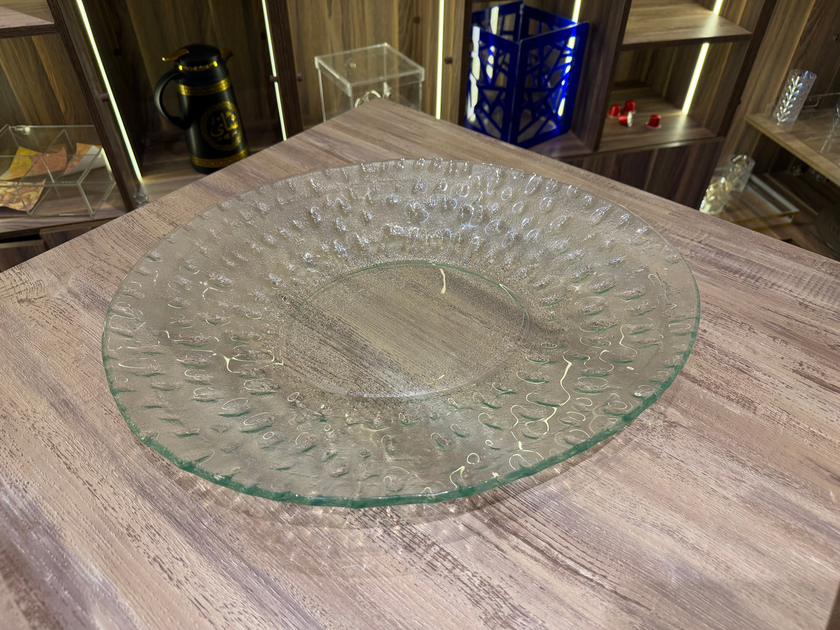 Round glass serving plate