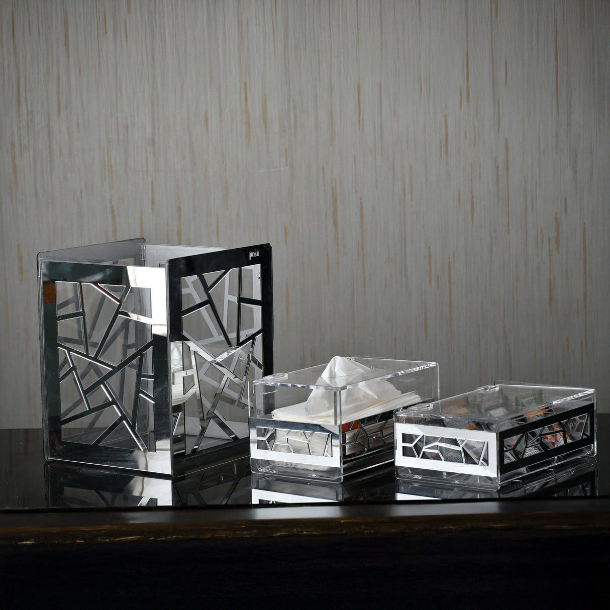 Silver Set(basket+tissue box+tea box)