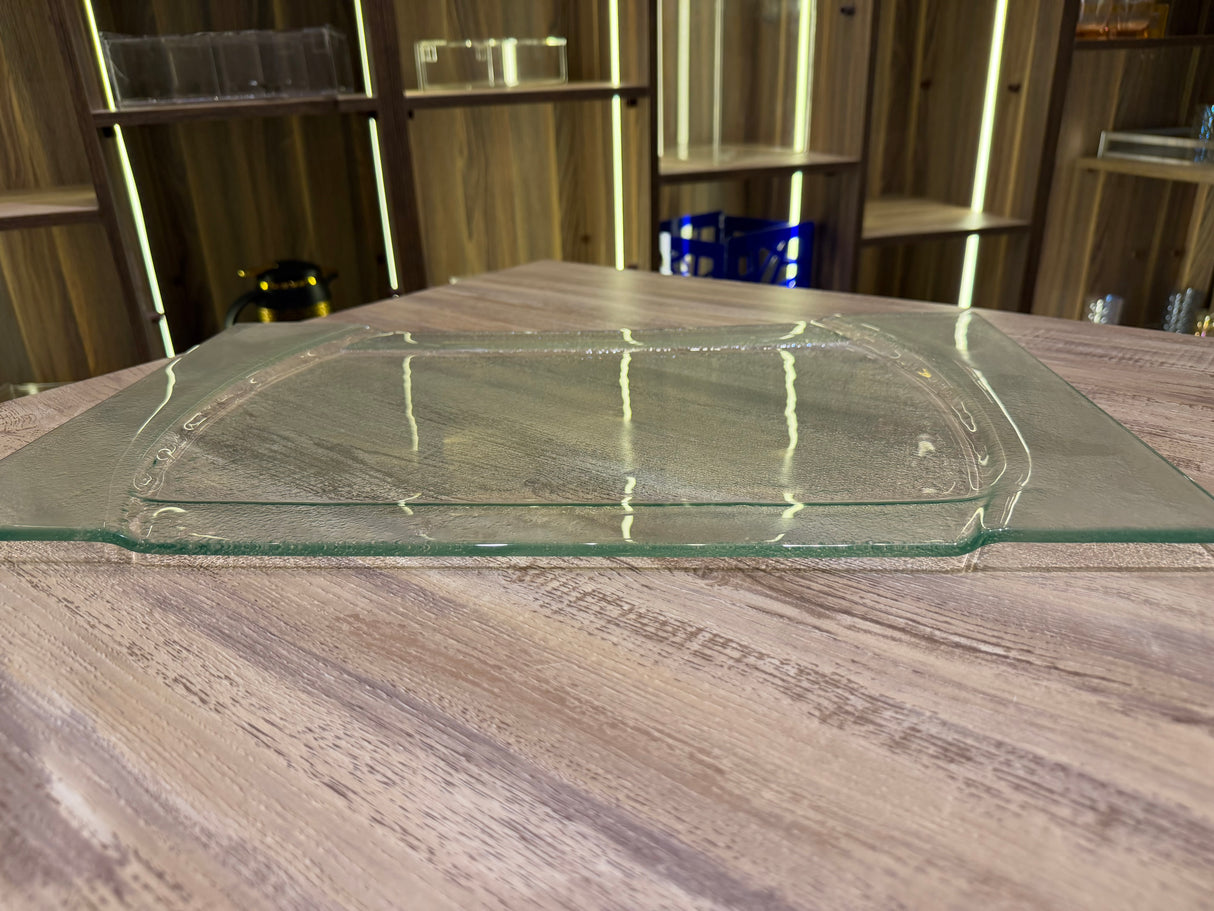 Rectangular glass serving plate