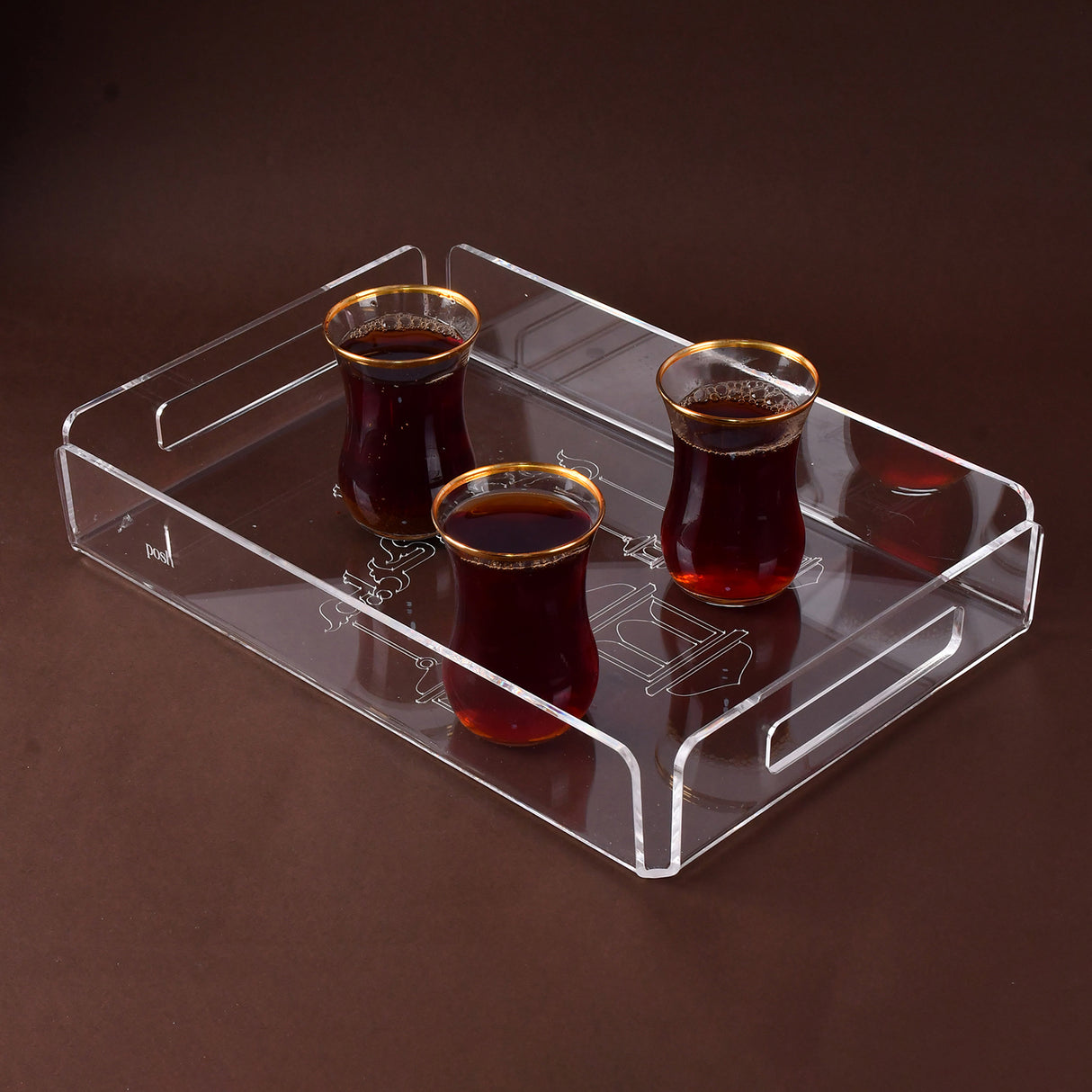 Small engraved transparent tray (رمضان كريم) 20x30