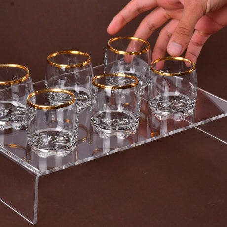 6 arabic coffee cups(gold line) with acrylic holder