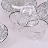 arabic coffee & tea cups with plates set silver (18 pieces)