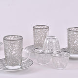 arabic coffee & tea cups with plates set silver (18 pieces)