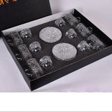 arabic coffee & tea cups with plates set silver (18 pieces)