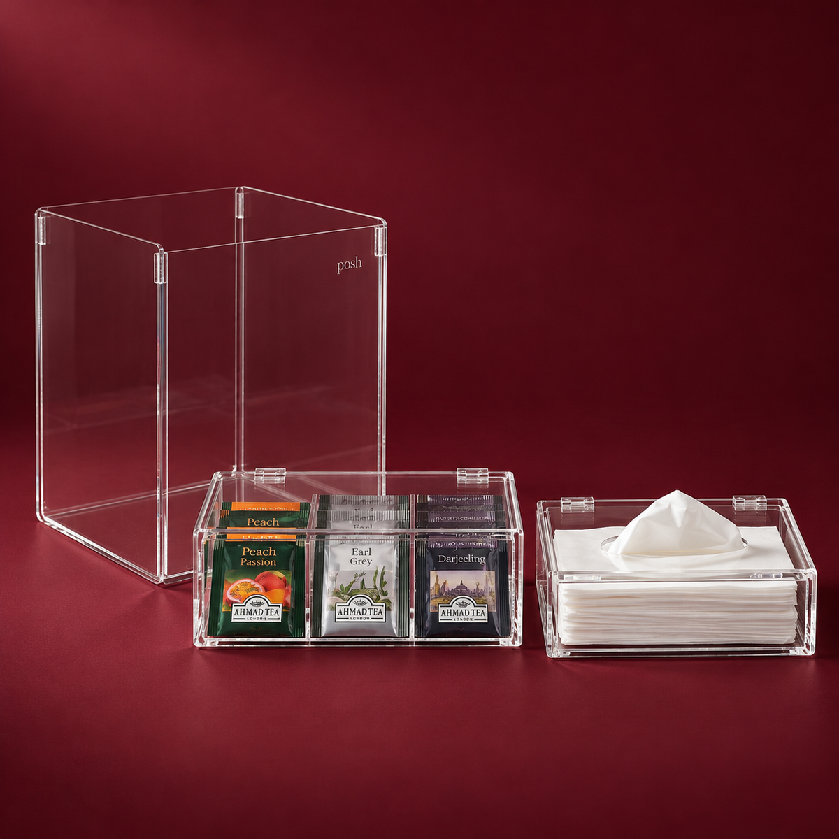 Transparent Set(basket+tissue box+tea box)