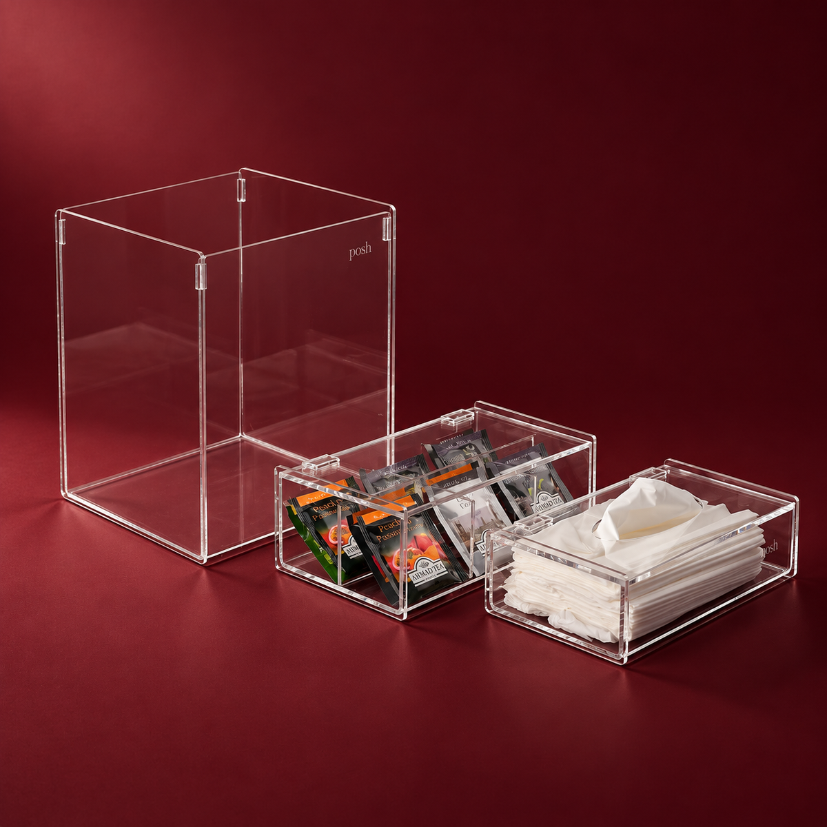 Transparent Set(basket+tissue box+tea box)