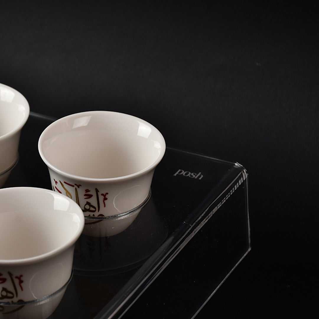 6 arabic coffee cups(اهلا و سهلا ) with acrylic holder