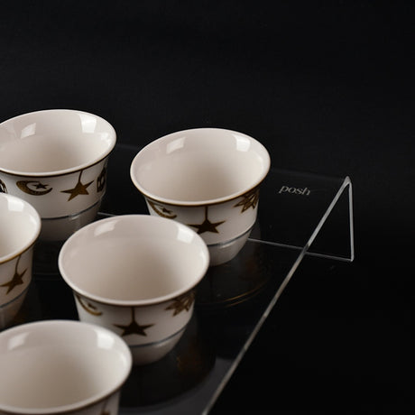 12 arabic coffee cups(ramadan shape) with acrylic holder
