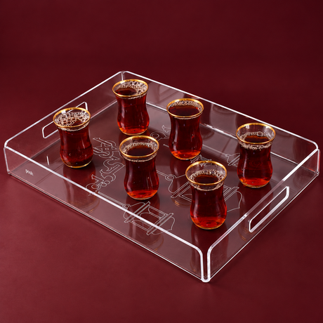 large engraved transparent tray (رمضان كريم) 30x40
