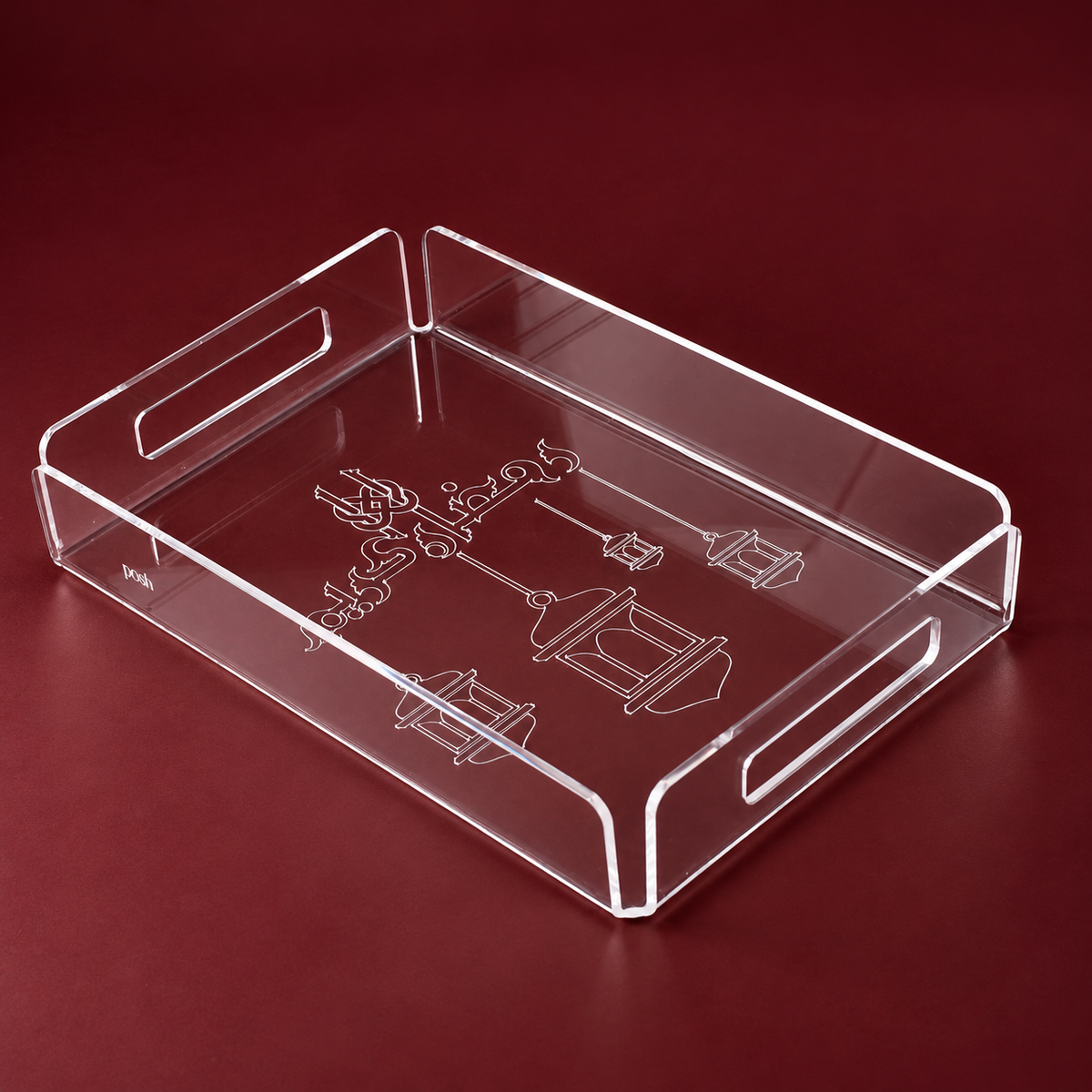 Small engraved transparent tray (رمضان كريم) 20x30