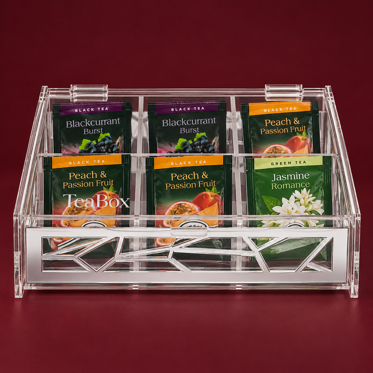 Silver 6 slots Tea Box