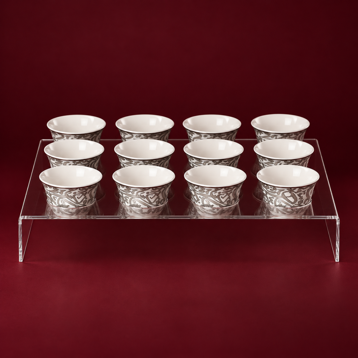 12  arabic coffee cups with acrylic holder