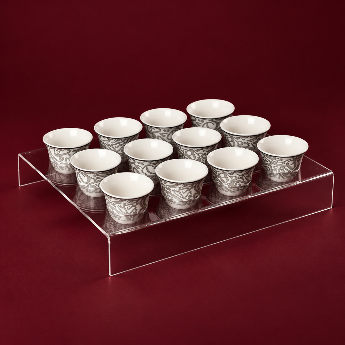 12  arabic coffee cups with acrylic holder