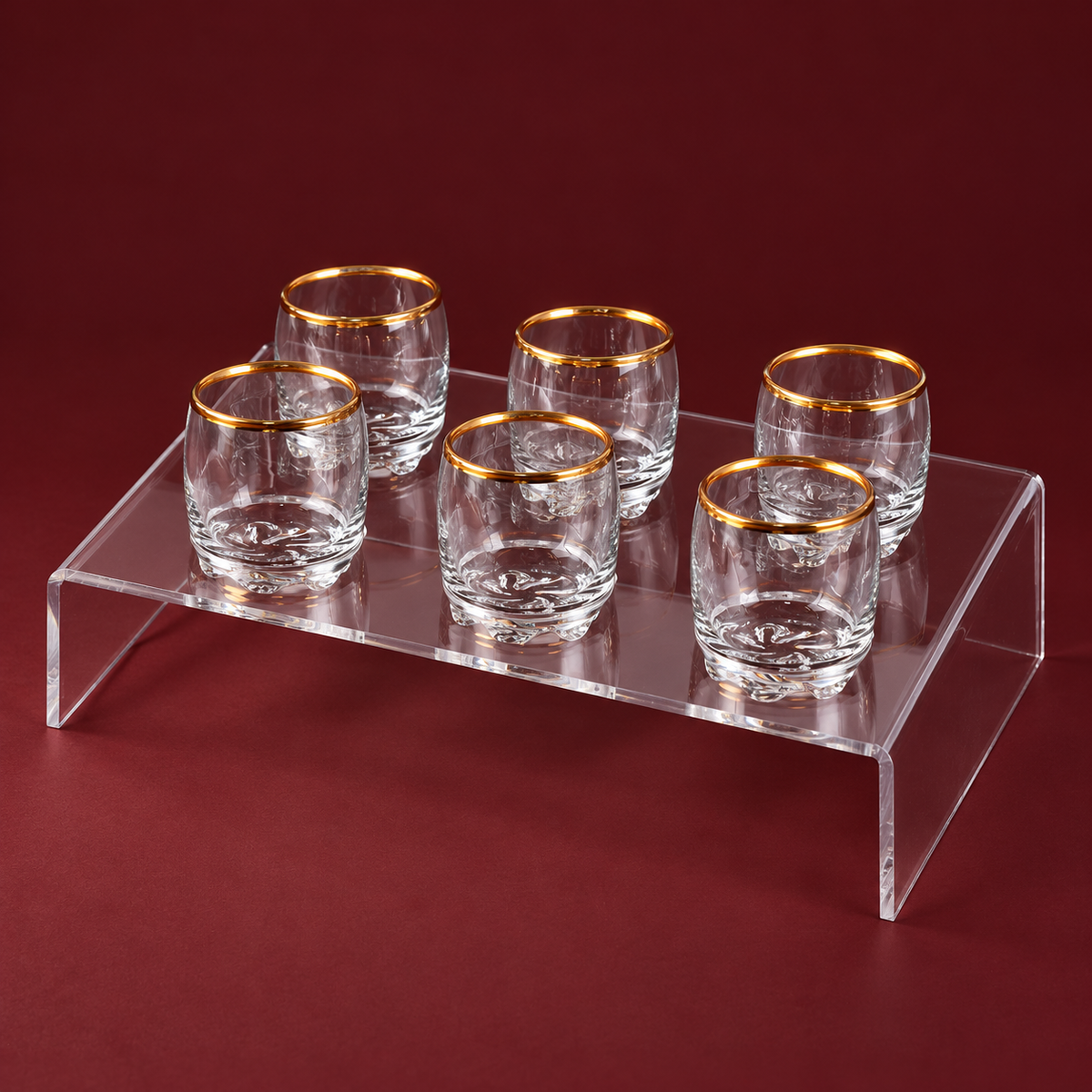 6 arabic coffee cups(gold line) with acrylic holder
