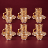 arabic coffee & tea cups with plates set gold(18 pieces)