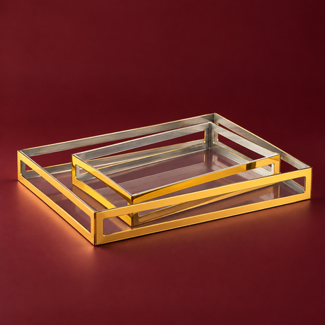 Gold framed serving tray