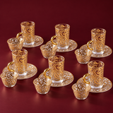 arabic coffee & tea cups with plates set gold(18 pieces)