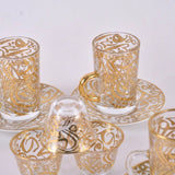arabic coffee & tea cups with plates set gold(18 pieces)