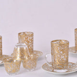 arabic coffee & tea cups with plates set gold(18 pieces)