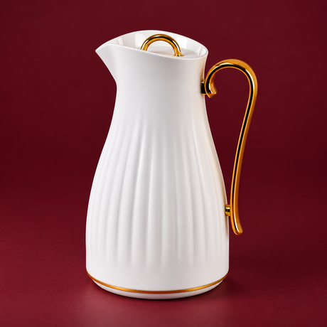 white water pot with gold handle 1 litre